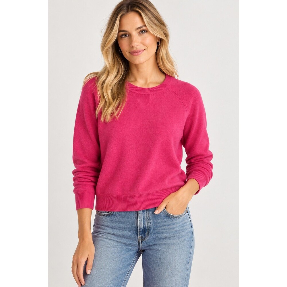 Quince Mongolian Shrunken Cashmere Sweatshirt Women’s L Raspberry Pink Crewneck